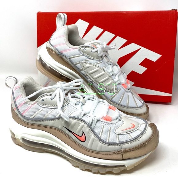 🎄SANTA’S DEAL 🎄 Nike Air Max 98 White Tan Women’s Sneakers Size 9.5 CI9907 100 - Picture 7 of 13